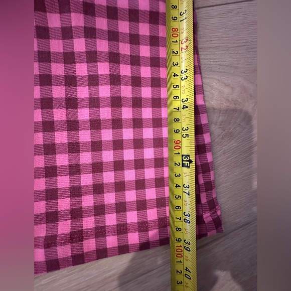NWT Plaid Pink Gingham Stretchy Flare Low Rise Women's 👖 Pants 💖💫 Medium - Picture 14 of 15